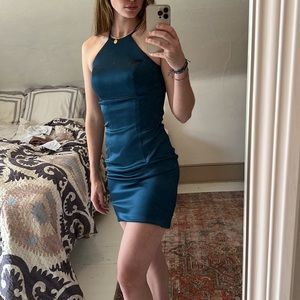 Turquoise, Silk, Sherri Hill Short Dress